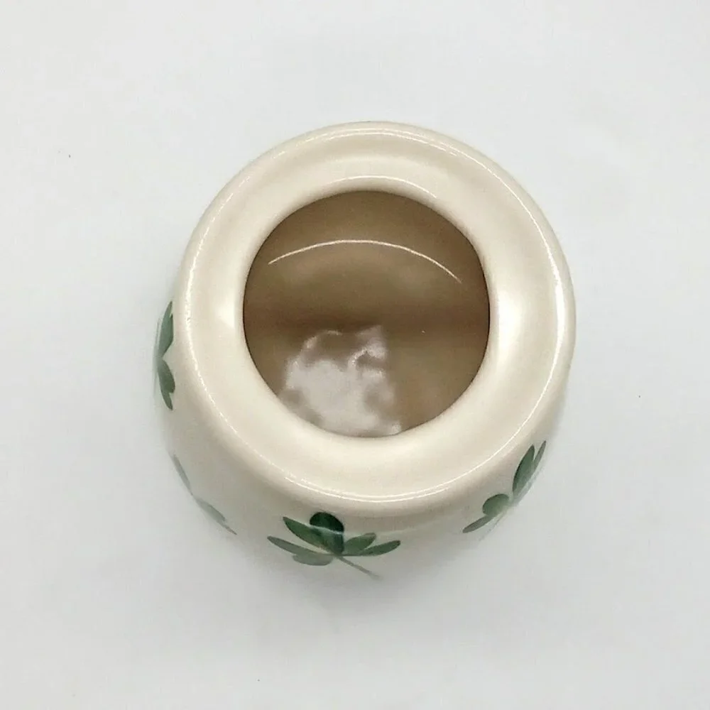 Emerson Creek Pottery Hand-Painted Green Leaf Ceramic Sugar Jar